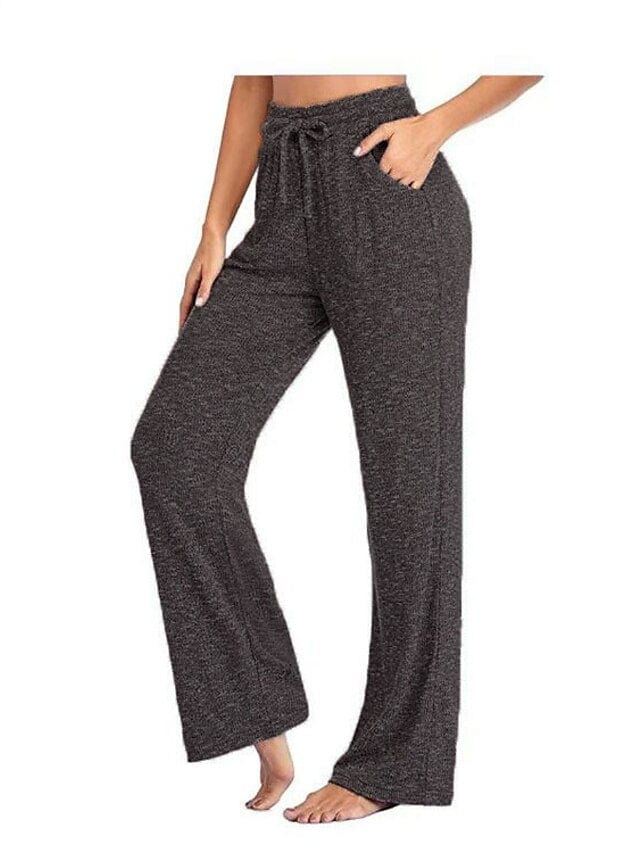 Women's High Waist Yoga Pants with Side Pockets - Dark Grey Watermelon Red Black