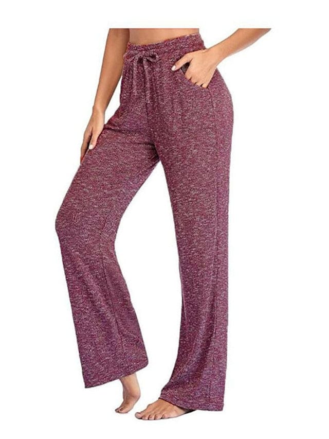 Women's High Waist Yoga Pants with Side Pockets - Dark Grey Watermelon Red Black