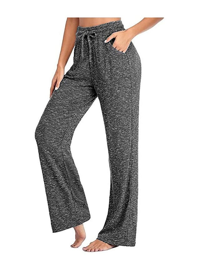 Women's High Waist Yoga Pants with Side Pockets - Dark Grey Watermelon Red Black