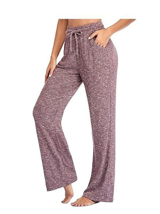 Women's High Waist Yoga Pants with Side Pockets - Dark Grey Watermelon Red Black