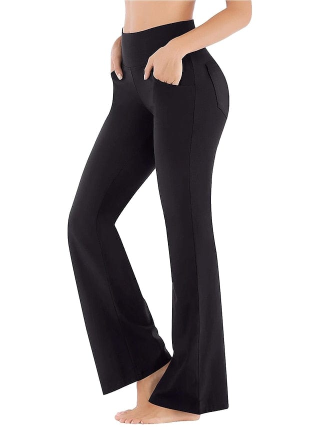 Women's Wide Leg Yoga Pants with Side Pockets and Tummy Control