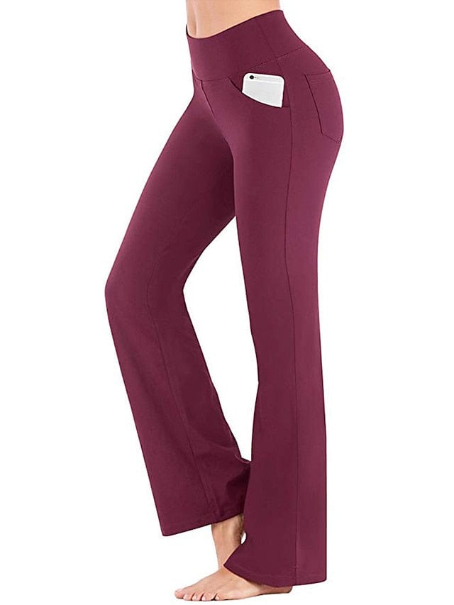 Women's Wide Leg Yoga Pants with Side Pockets and Tummy Control