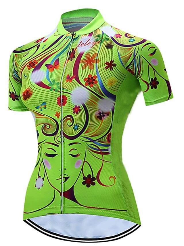 Women's Colorful Floral Cycling Jersey and Shorts Set for Mountain and Road Biking