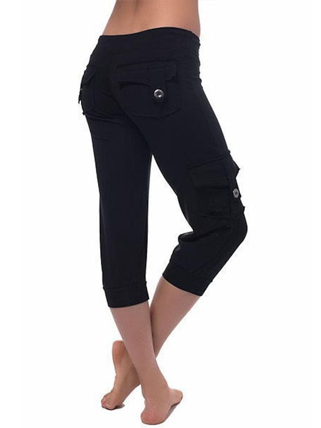 Women's Stylish Capri Pants with Drawstring Waistband and Multiple Pockets for Yoga, Fitness, and Gym Workouts