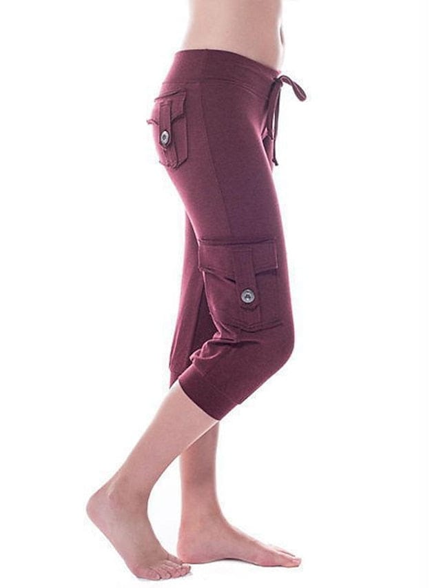 Women's Stylish Capri Pants with Drawstring Waistband and Multiple Pockets for Yoga, Fitness, and Gym Workouts