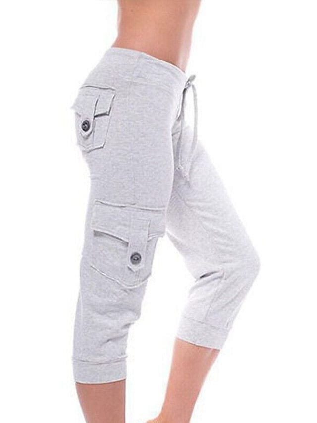 Women's Stylish Capri Pants with Drawstring Waistband and Multiple Pockets for Yoga, Fitness, and Gym Workouts