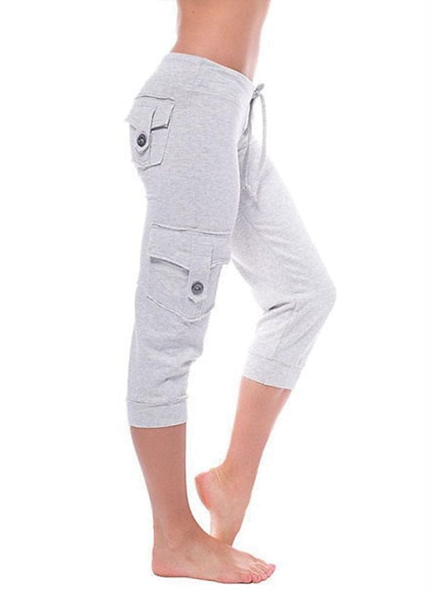 Women's Stylish Capri Pants with Drawstring Waistband and Multiple Pockets for Yoga, Fitness, and Gym Workouts