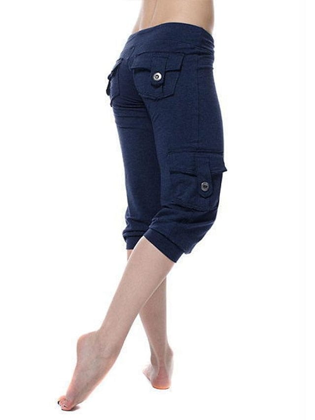 Women's Stylish Capri Pants with Drawstring Waistband and Multiple Pockets for Yoga, Fitness, and Gym Workouts