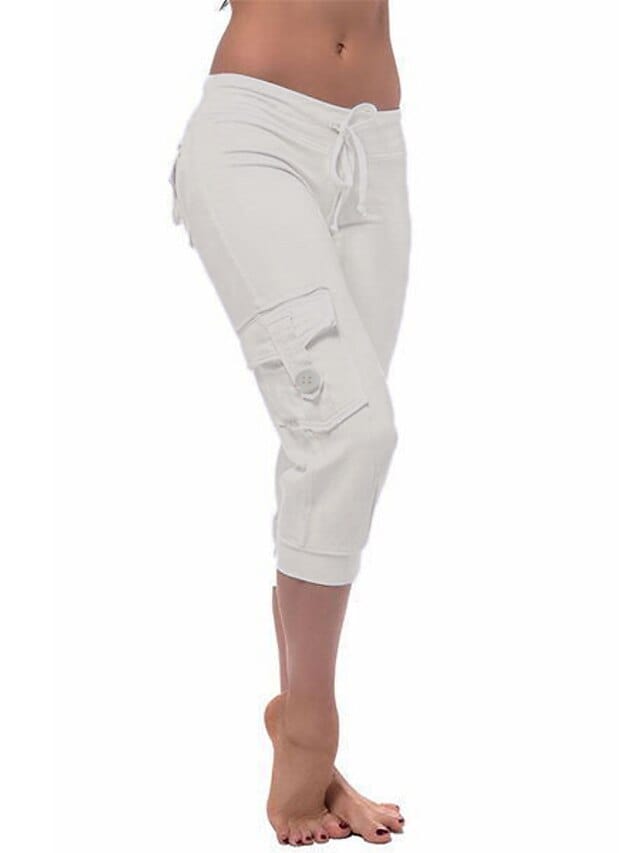 Women's Stylish Capri Pants with Drawstring Waistband and Multiple Pockets for Yoga, Fitness, and Gym Workouts