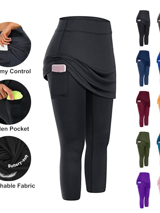 Ultimate 2-in-1 Women's Running Skirt Leggings with Phone Pocket