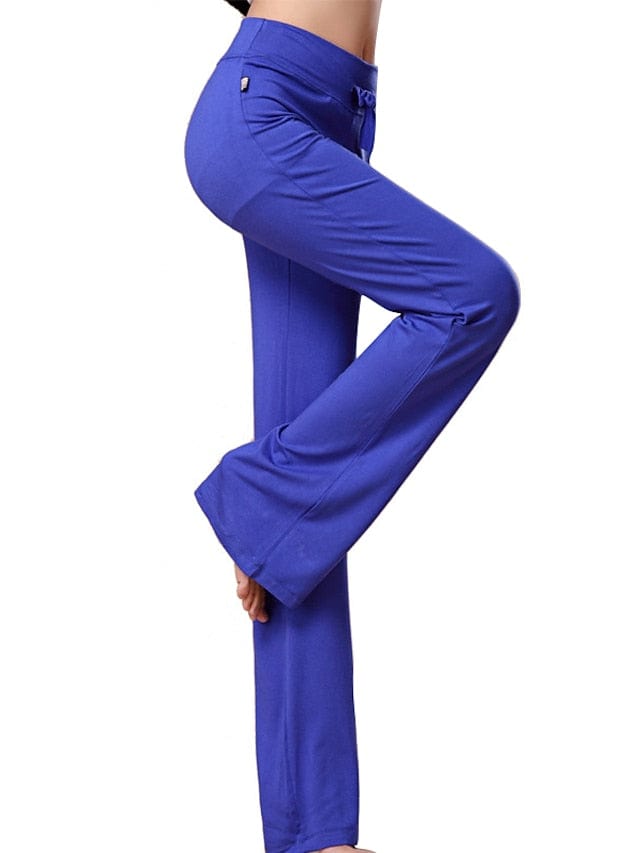 Flare Leg Yoga Pants for Women in White and Black with Drawstring