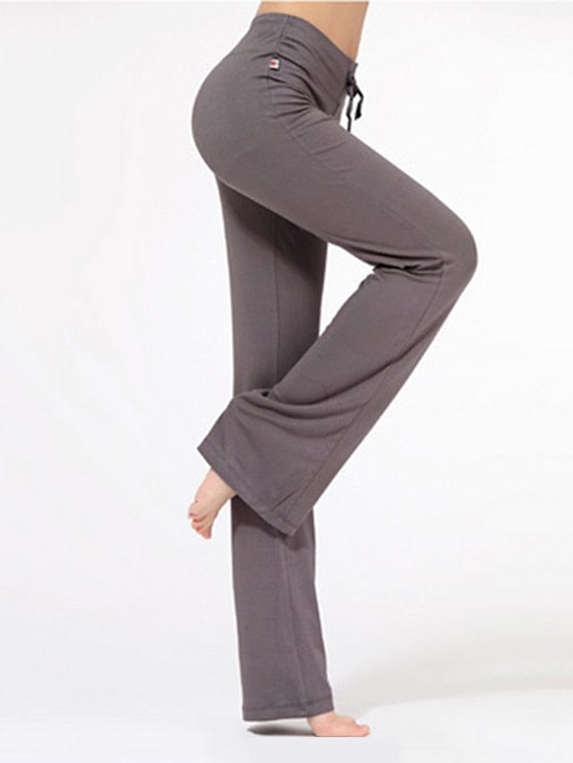 Flare Leg Yoga Pants for Women in White and Black with Drawstring