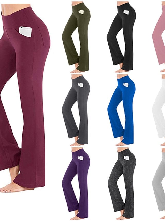 Women's Bootcut Yoga Leggings with Side Pockets and Tummy Control