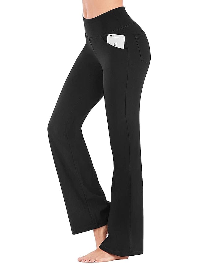 Women's Bootcut Yoga Leggings with Side Pockets and Tummy Control