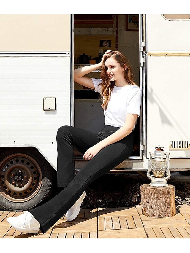 Women's Bootcut Yoga Leggings with Side Pockets and Tummy Control