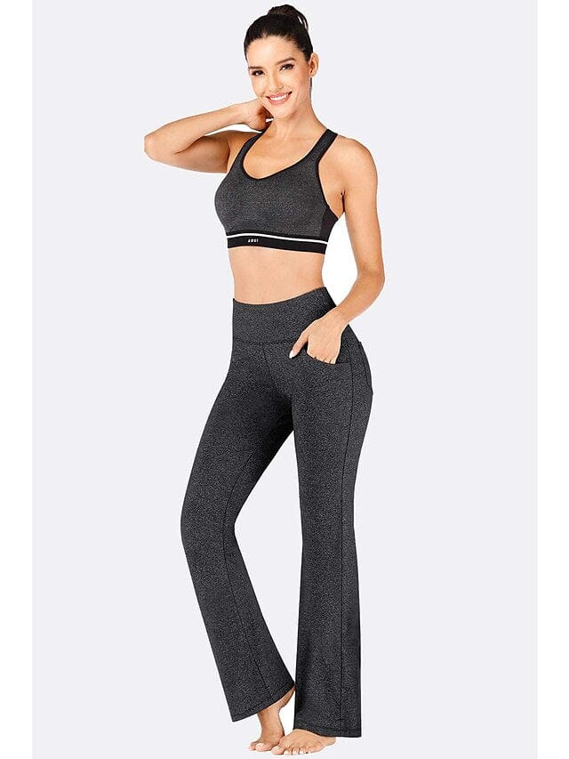 Women's Bootcut Yoga Leggings with Side Pockets and Tummy Control