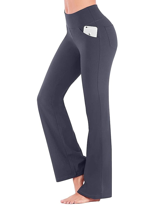 Women's Bootcut Yoga Leggings with Side Pockets and Tummy Control
