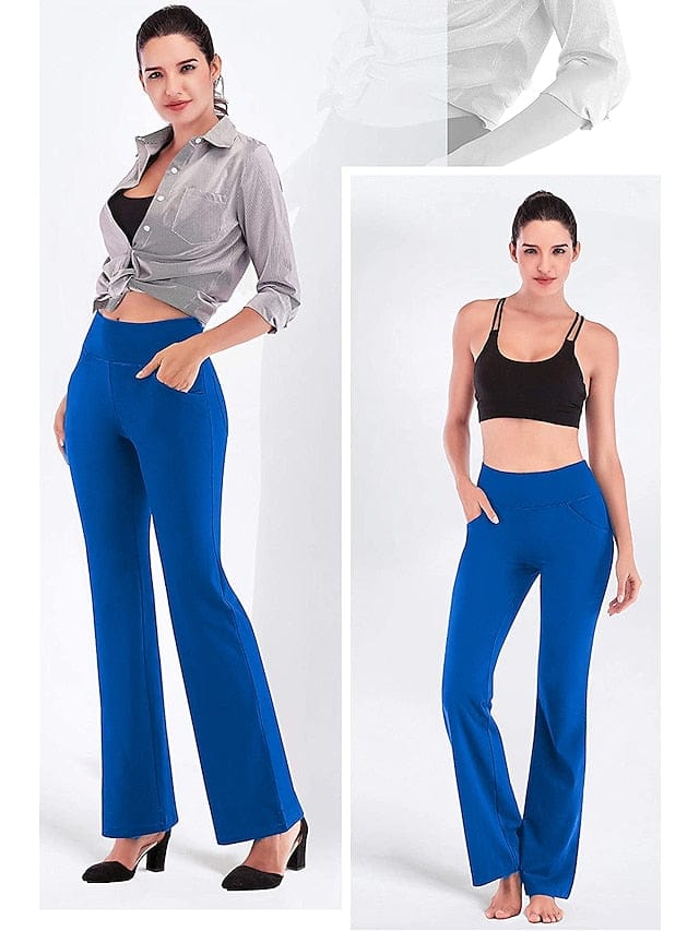 Women's Bootcut Yoga Leggings with Side Pockets and Tummy Control