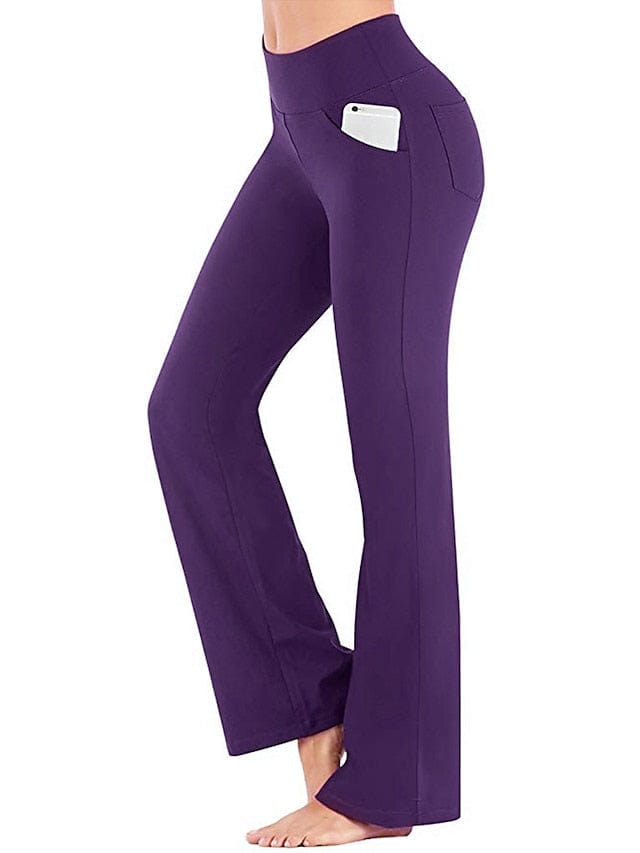 Women's Bootcut Yoga Leggings with Side Pockets and Tummy Control