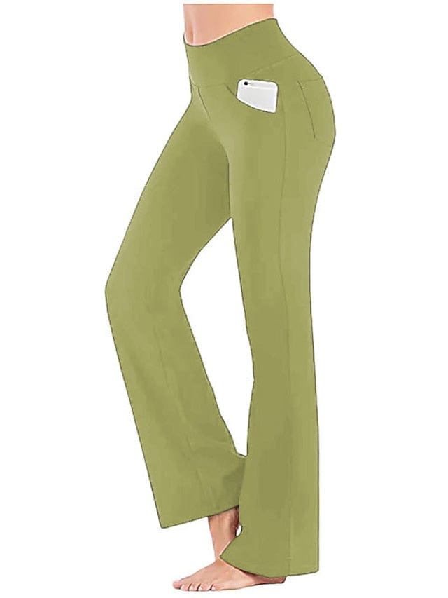 Women's Bootcut Yoga Leggings with Side Pockets and Tummy Control
