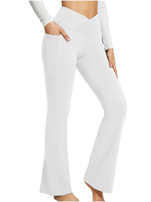 Women's Dark Grey Yoga Fitness Pants with High Waist and Side Pockets