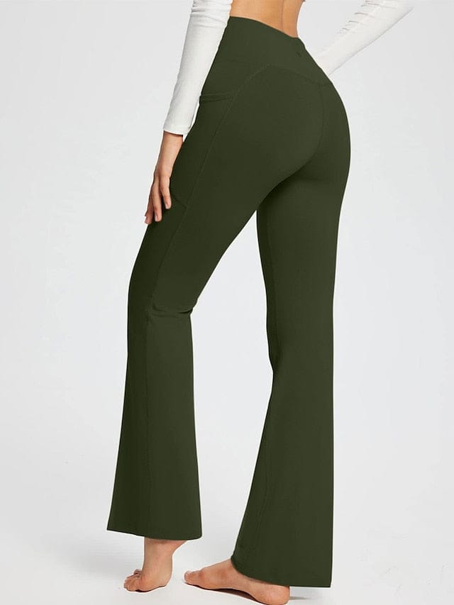 Women's Dark Grey Yoga Fitness Pants with High Waist and Side Pockets