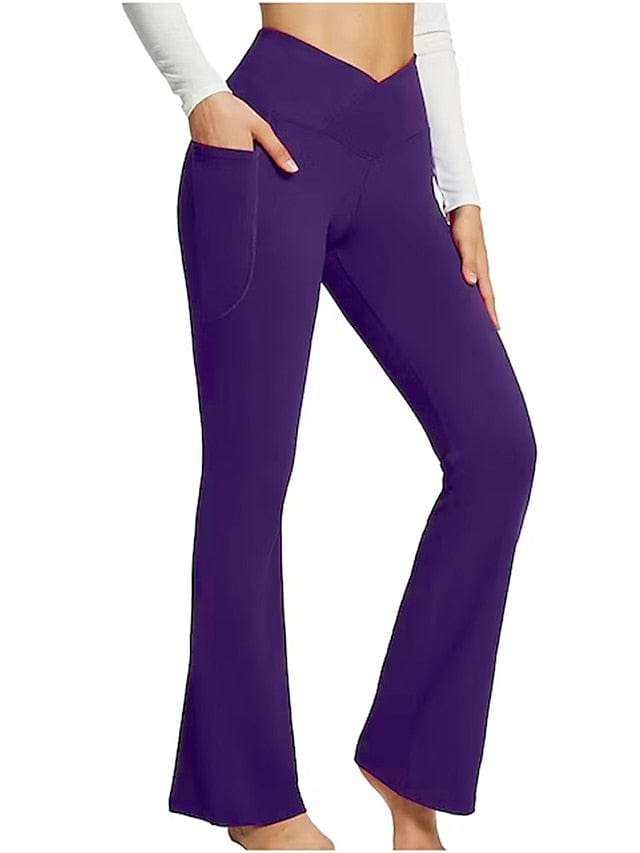 Women's Dark Grey Yoga Fitness Pants with High Waist and Side Pockets