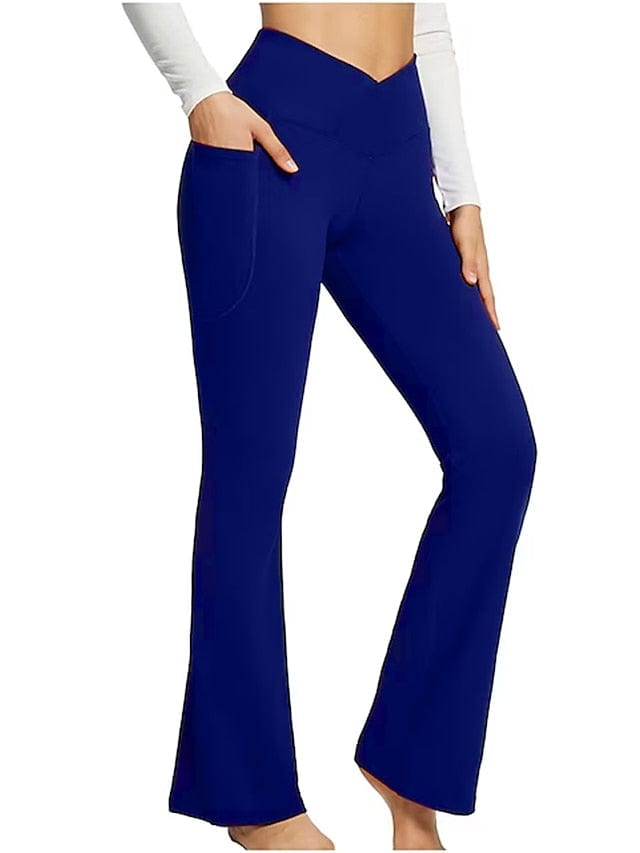Women's Dark Grey Yoga Fitness Pants with High Waist and Side Pockets