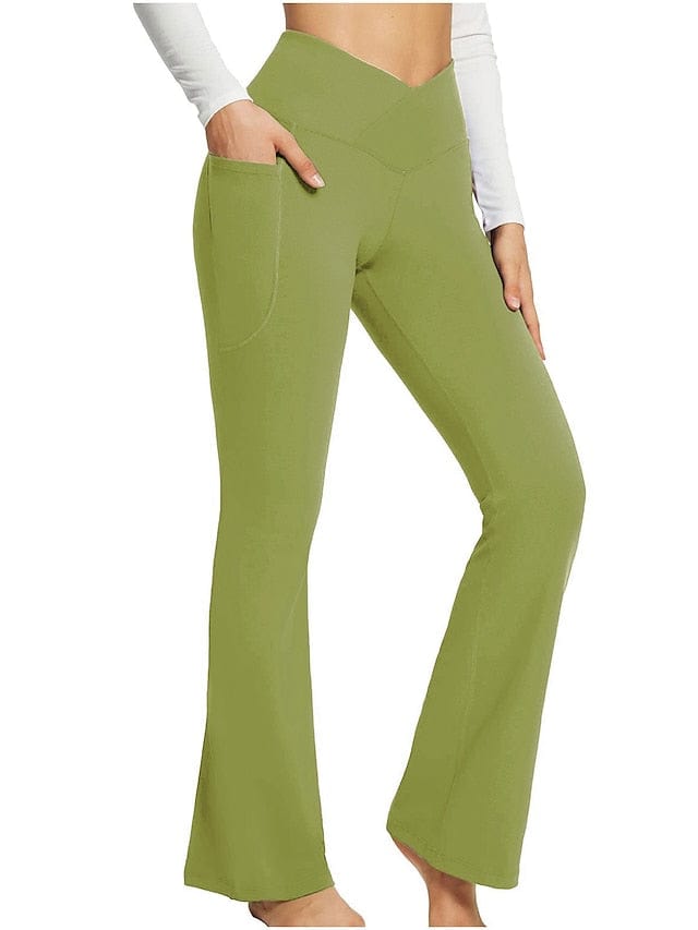 Women's Dark Grey Yoga Fitness Pants with High Waist and Side Pockets