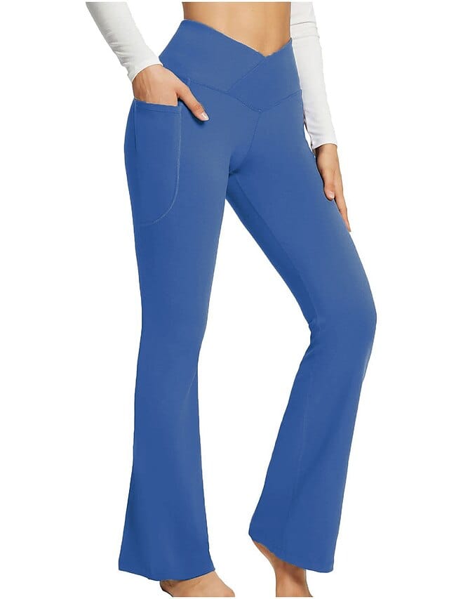Women's Dark Grey Yoga Fitness Pants with High Waist and Side Pockets