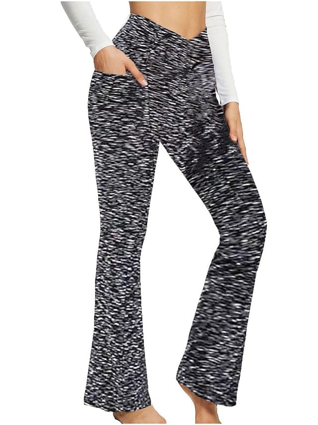 Women's Dark Grey Yoga Fitness Pants with High Waist and Side Pockets