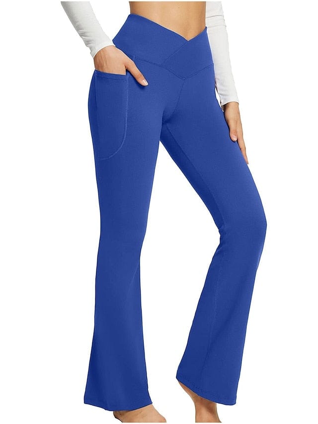 Women's Dark Grey Yoga Fitness Pants with High Waist and Side Pockets