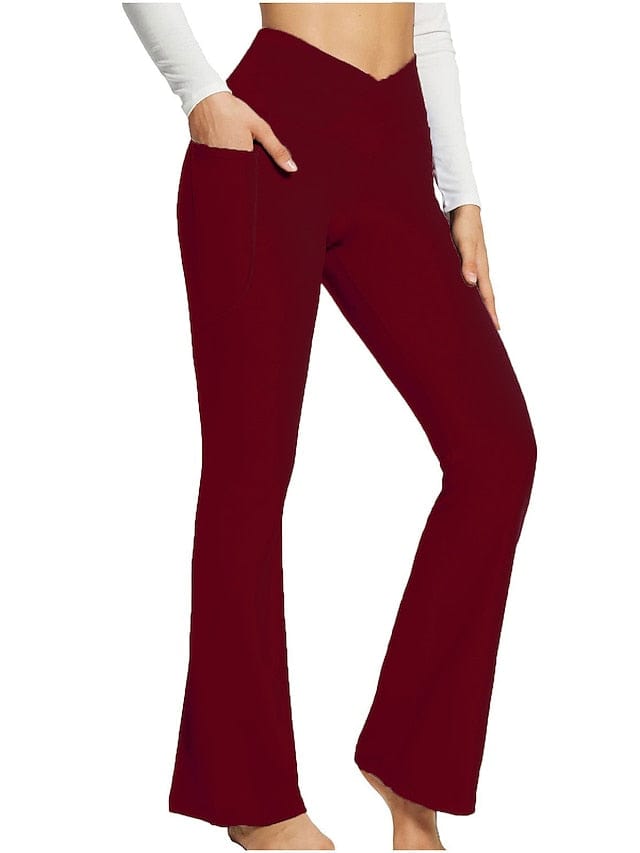 Women's Dark Grey Yoga Fitness Pants with High Waist and Side Pockets