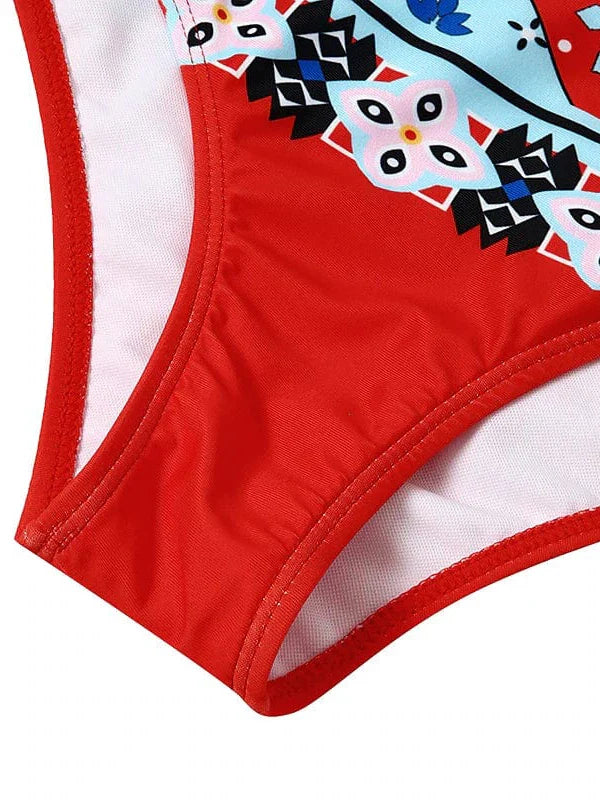 Floral Print Halter Neck Bikini Set for Women