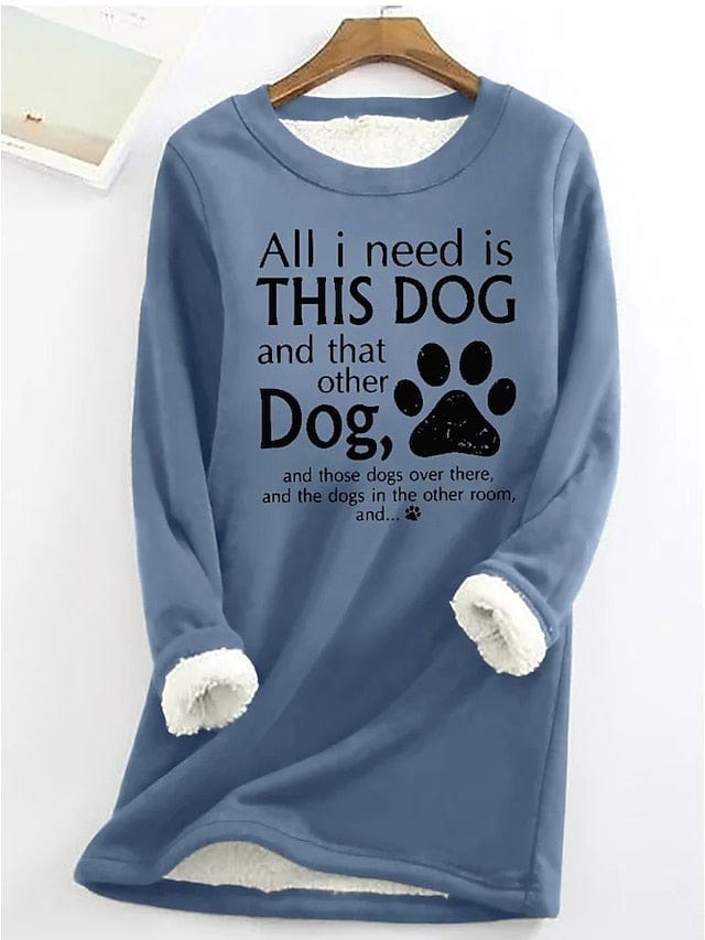 Women's Letter Printed Sherpa Fleece Lined Sweatshirt Pullover