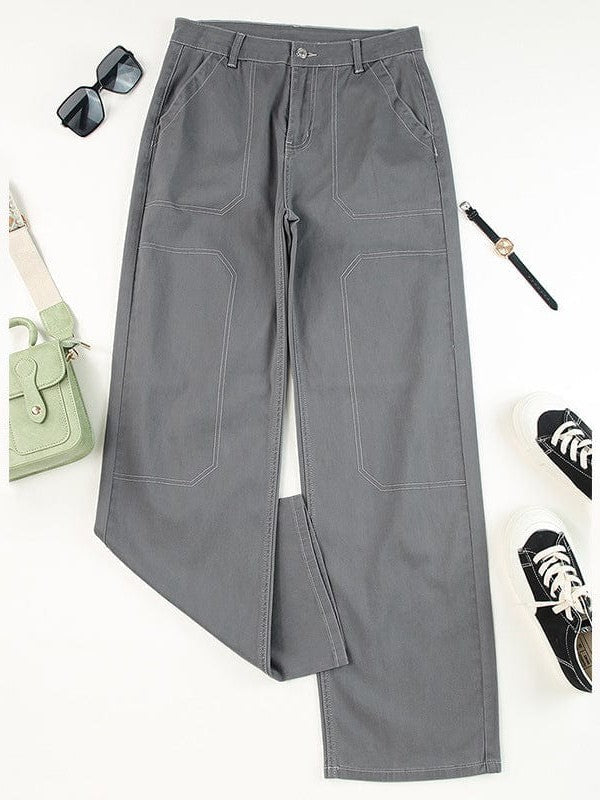 Versatile Loose Fit Women's Denim Trousers with Straight-Leg Style