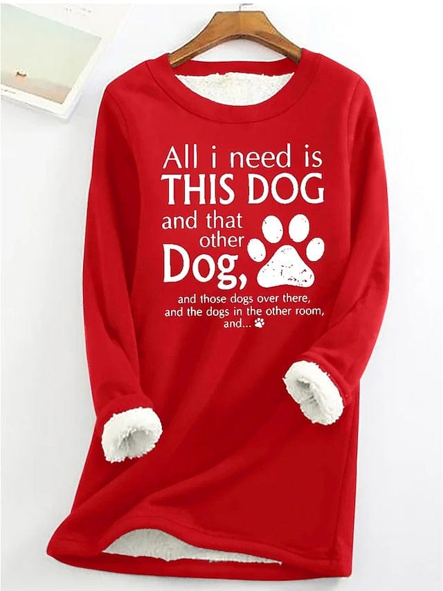 Women's Letter Printed Sherpa Fleece Lined Sweatshirt Pullover