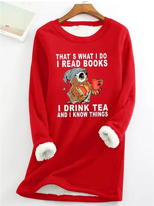 Women's Plus Size Sherpa Fleece Lined Graphic Sweatshirt for Fall & Winter