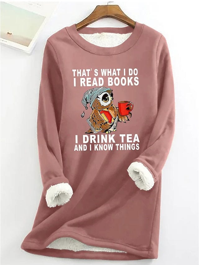 Women's Plus Size Sherpa Fleece Lined Graphic Sweatshirt for Fall & Winter