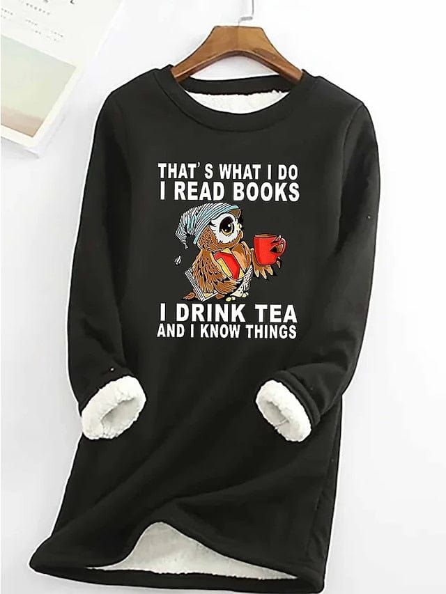 Women's Plus Size Sherpa Fleece Lined Graphic Sweatshirt for Fall & Winter
