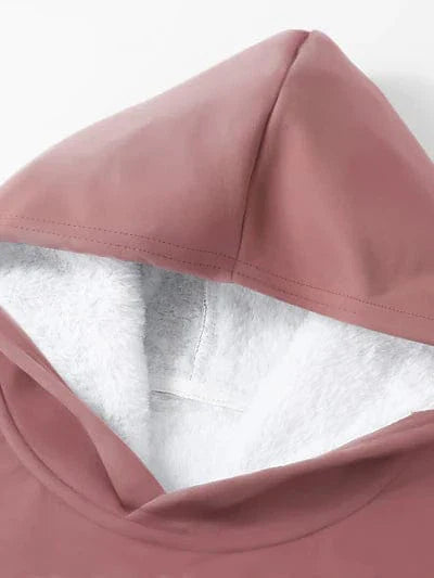 Women's Sherpa Fleece Lined Letter Print Hoodie Sweatshirt