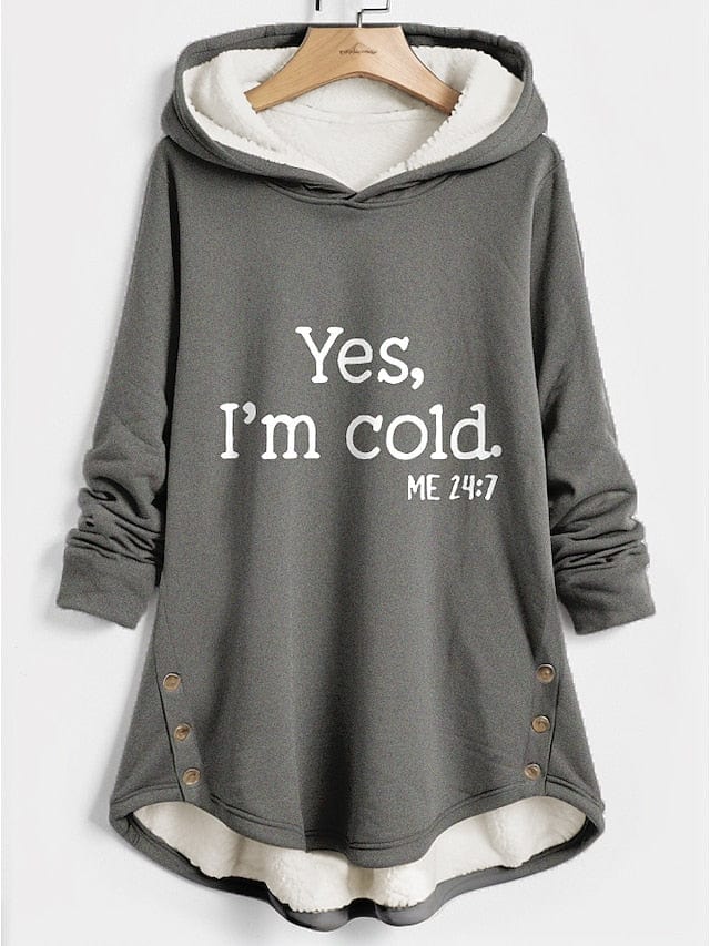Women's Sherpa Fleece Lined Letter Print Hoodie Sweatshirt