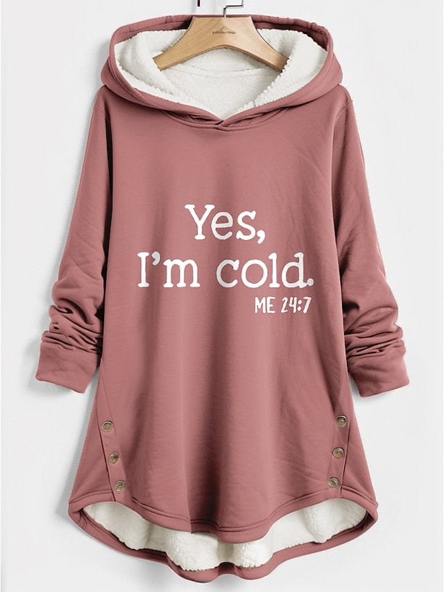 Women's Sherpa Fleece Lined Letter Print Hoodie Sweatshirt