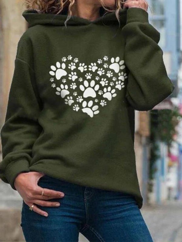 Cozy Dogpaw Printed Hoodie with Long Sleeves