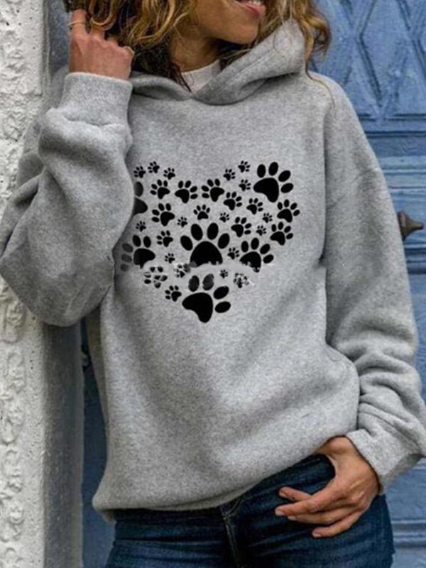 Cozy Dogpaw Printed Hoodie with Long Sleeves