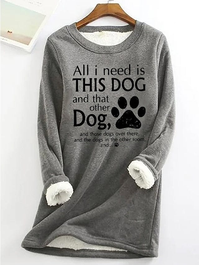 Women's Letter Printed Sherpa Fleece Lined Sweatshirt Pullover