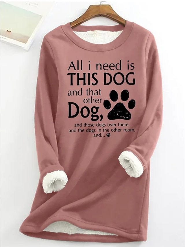 Women's Letter Printed Sherpa Fleece Lined Sweatshirt Pullover