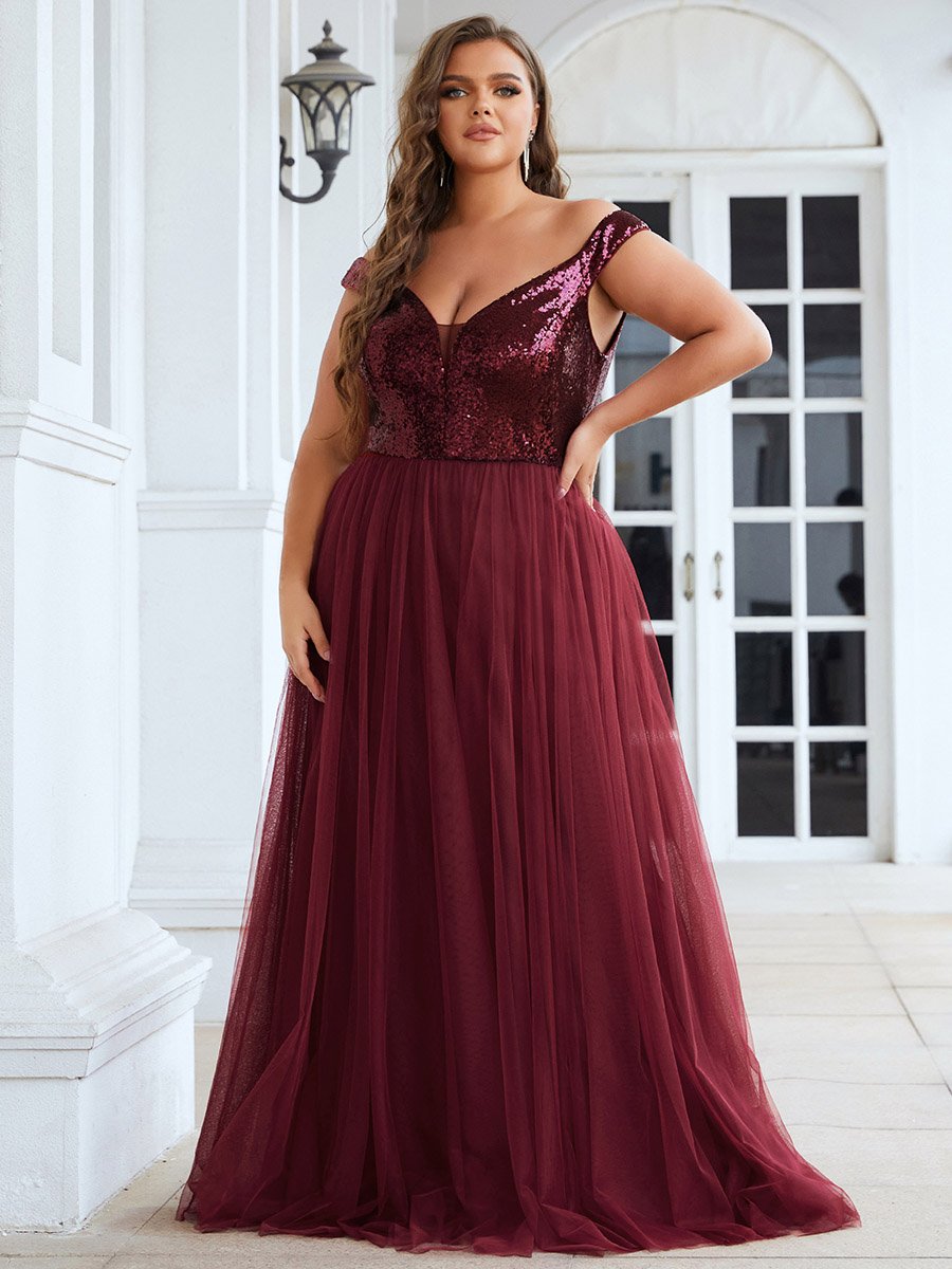 Elegant Sequin-Embellished Tulle Evening Gown