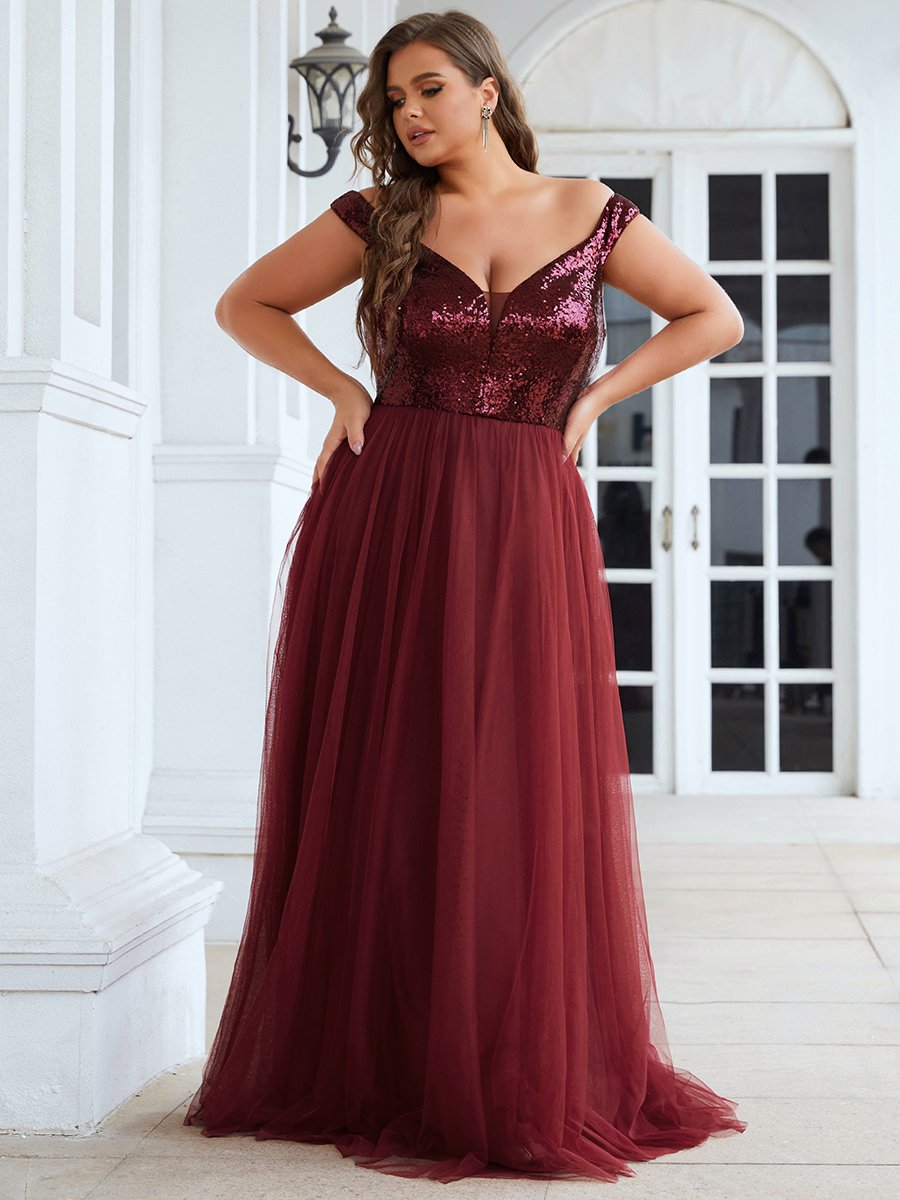 Elegant Sequin-Embellished Tulle Evening Gown