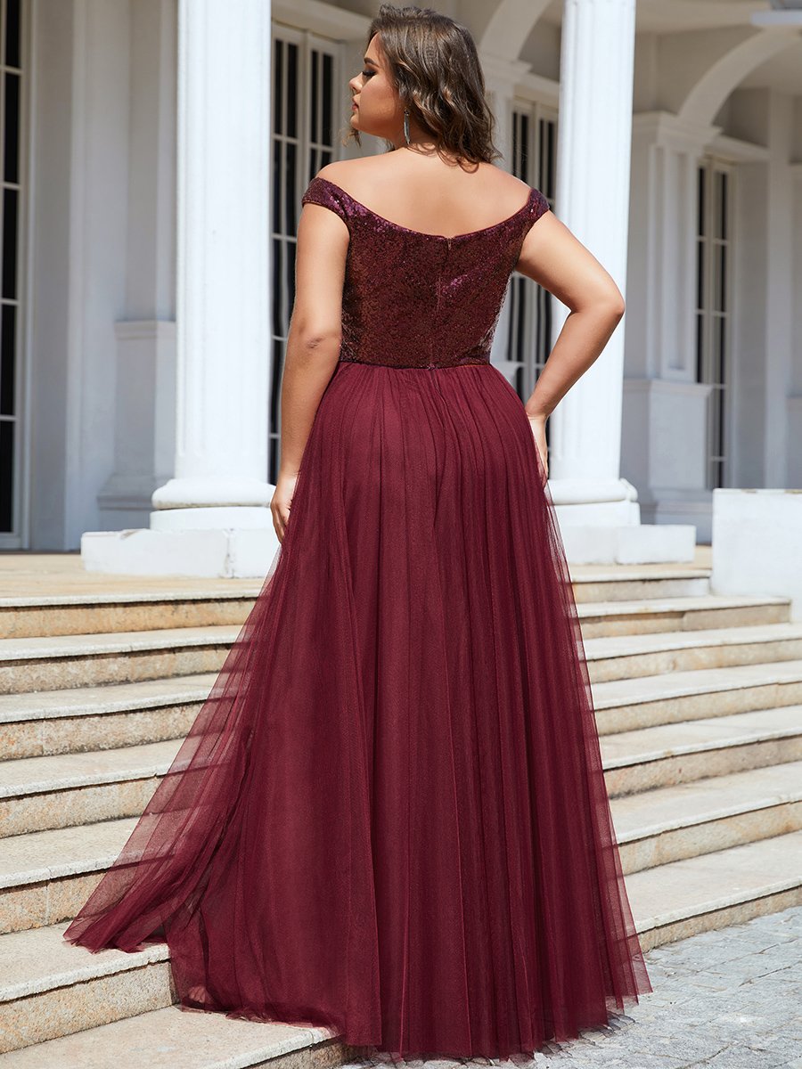 Elegant Sequin-Embellished Tulle Evening Gown